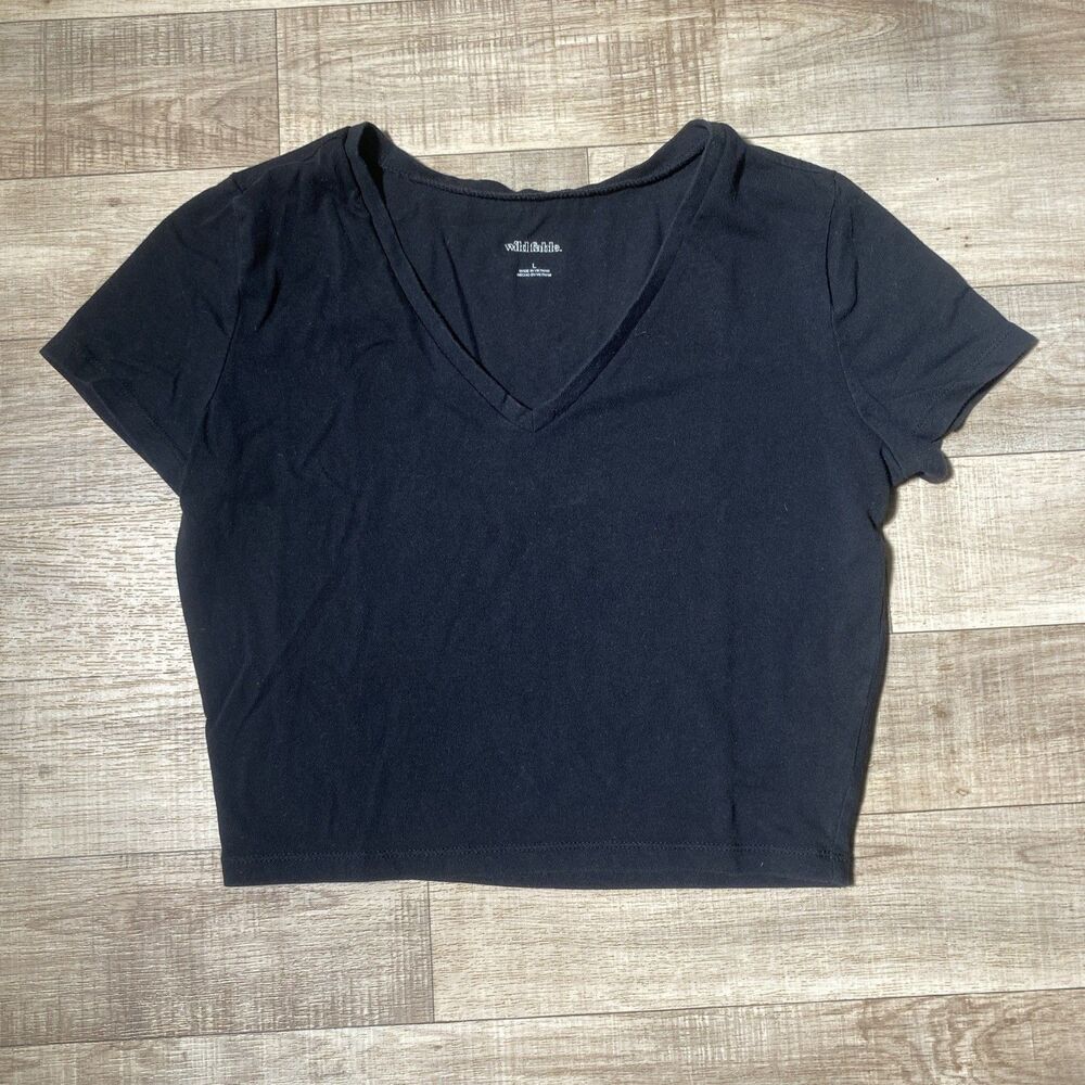Wild Fable Recycled Materials Crop Top Short Sleeve Juniors Size Large